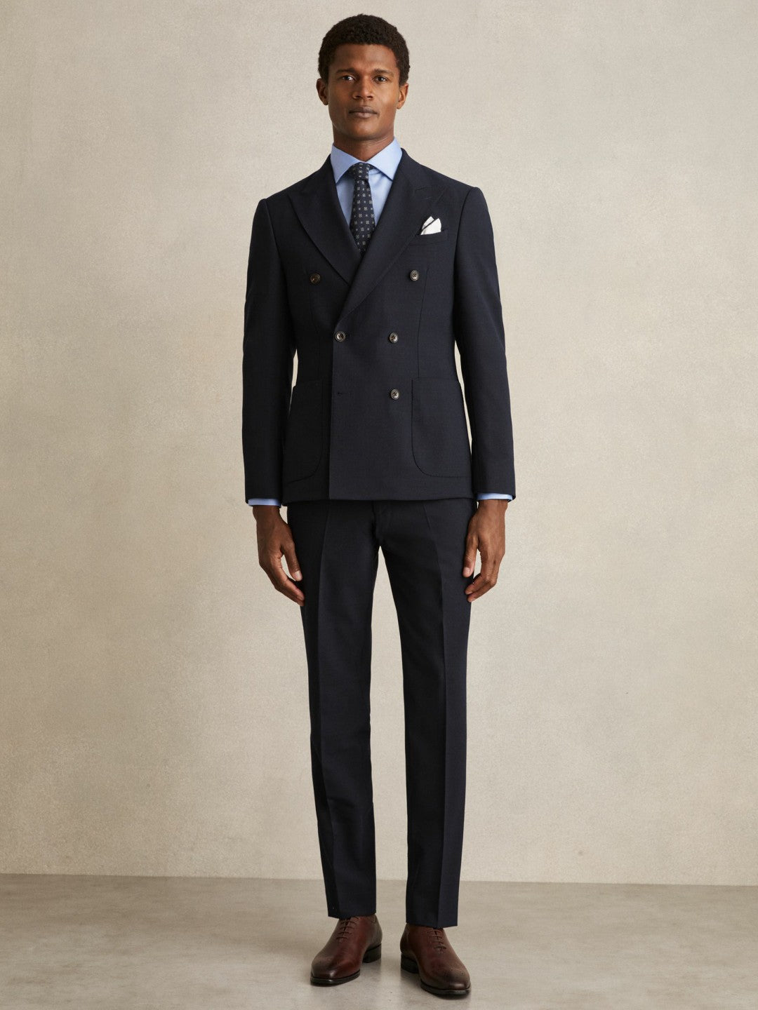 Reiss Slim Fit Cotton Sateen Shirt in Mid Blue