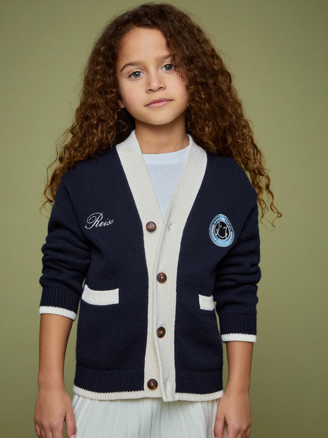 Reiss 9-12 yrs SmileyWorld Logo Cardigan Unisex Fit in Off White