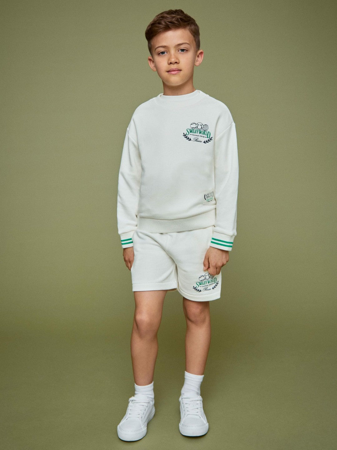 Reiss 3-9 yrs SmileyWorld Drawstring Shorts Unisex Fit in White
