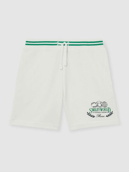 Reiss 3-9 yrs SmileyWorld Drawstring Shorts Unisex Fit in White