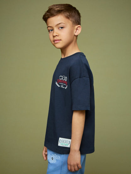Reiss 9-13 yrs SmileyWorld Oversize T-Shirt in Navy