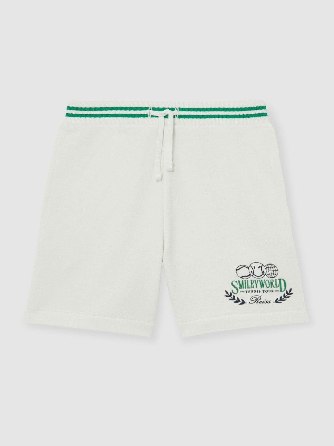 Reiss 9-13 yrs SmileyWorld Drawstring Shorts Unisex Fit in White