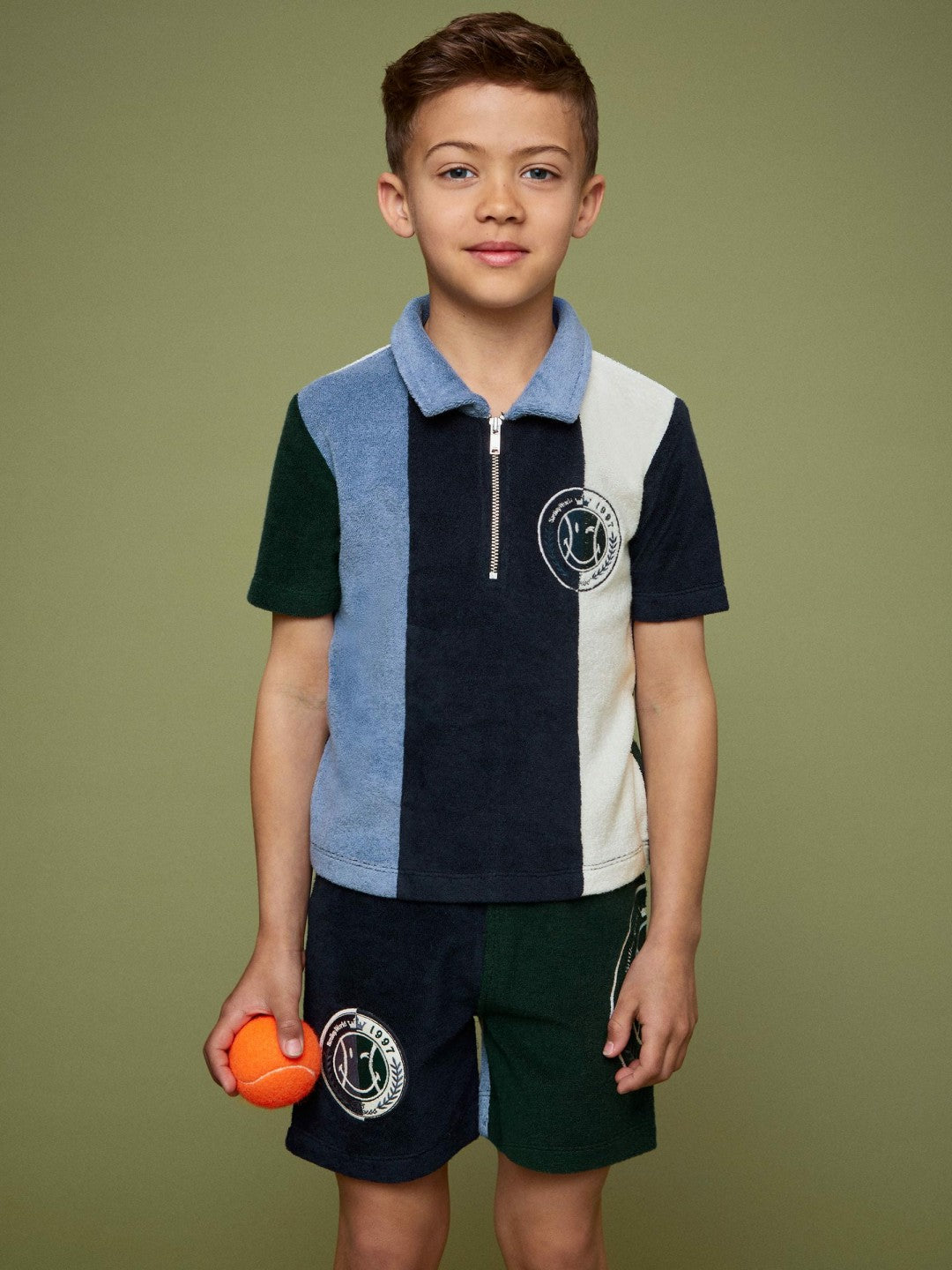 Reiss 13-14 yrs SmileyWorld Towel Polo Shirt in Blue