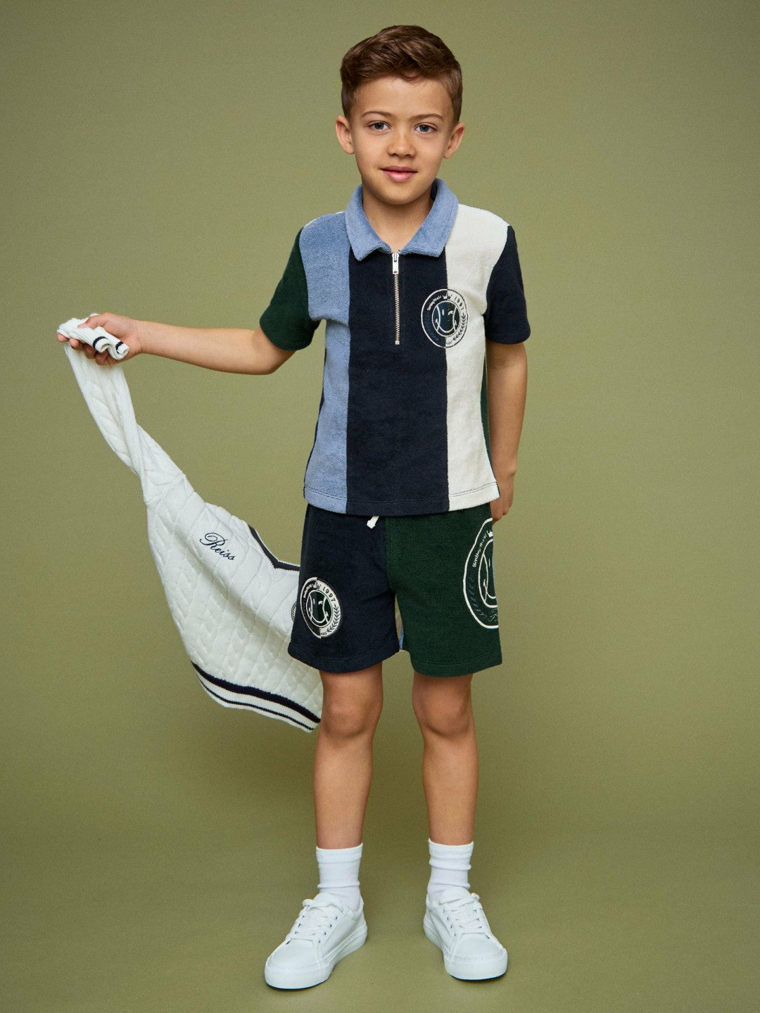 Reiss 13-14 yrs SmileyWorld Towel Polo Shirt in Blue