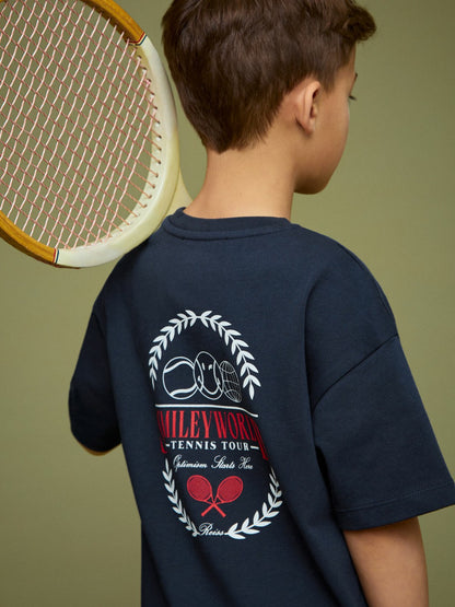 Reiss 13-14 yrs SmileyWorld Oversize T-Shirt in Navy