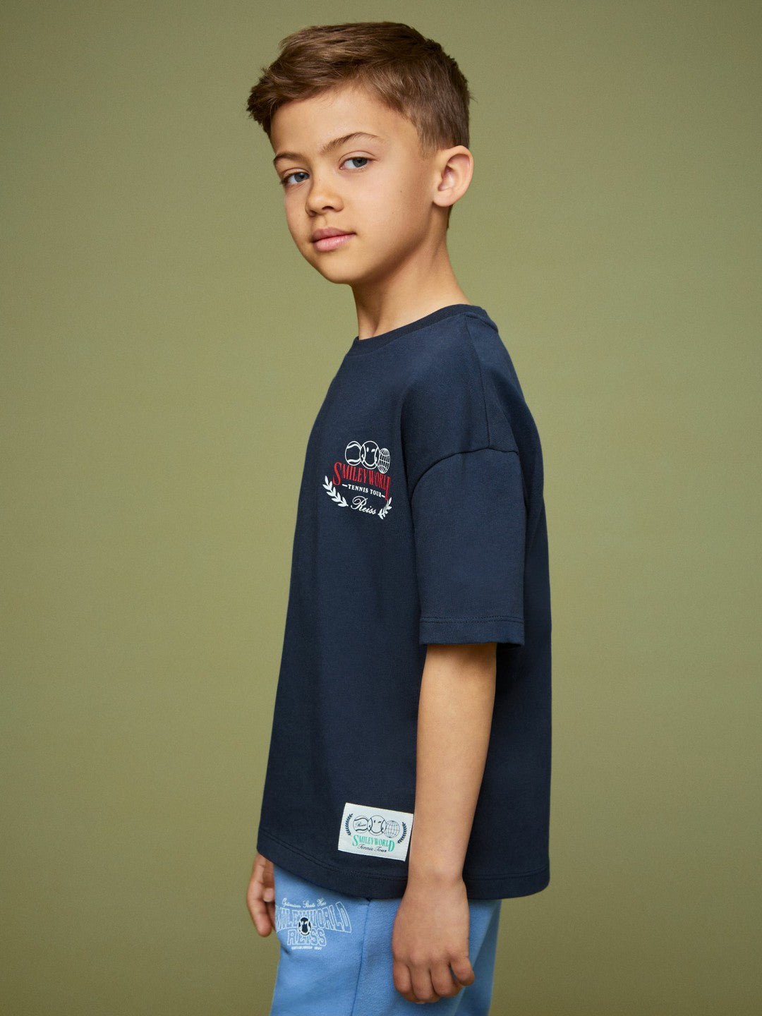 Reiss 13-14 yrs SmileyWorld Oversize T-Shirt in Navy