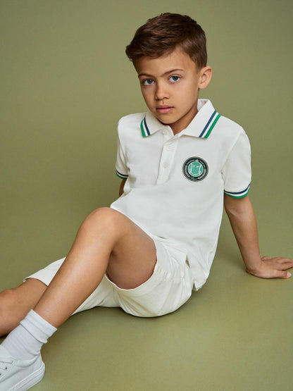 Reiss 13-14 yrs SmileyWorld Piqué Polo Shirt in White
