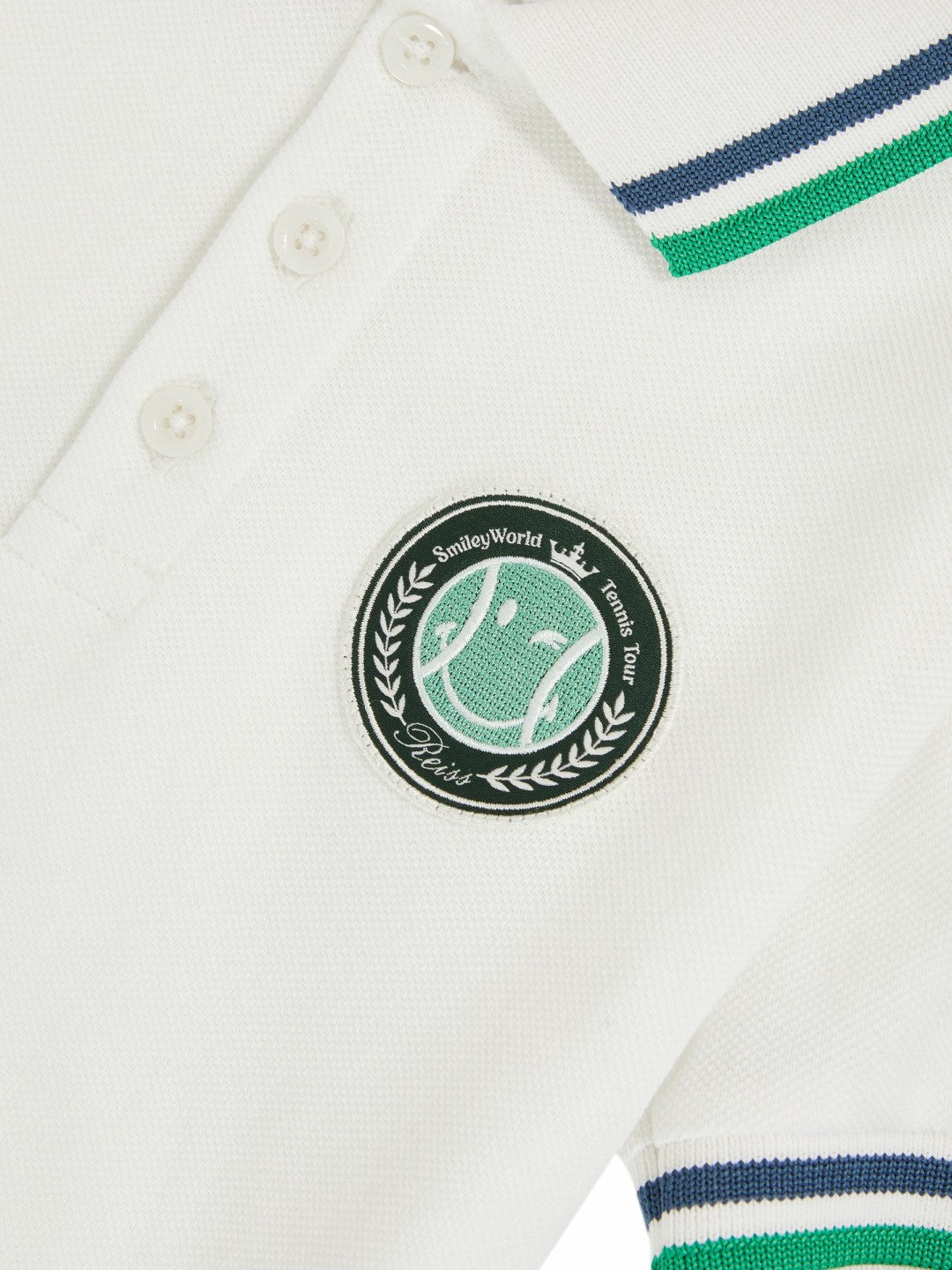 Reiss 13-14 yrs SmileyWorld Piqué Polo Shirt in White