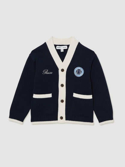 Reiss 13-14 yrs SmileyWorld Logo Cardigan Unisex Fit in Off White