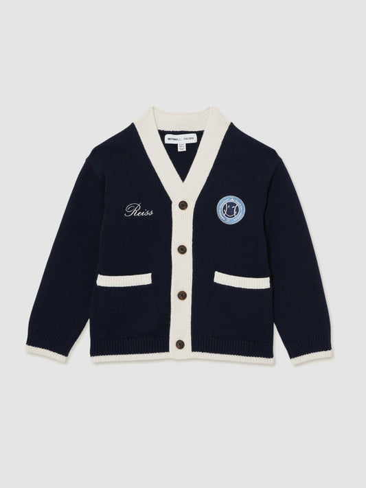 Reiss 13-14 yrs SmileyWorld Logo Cardigan Unisex Fit in Off White