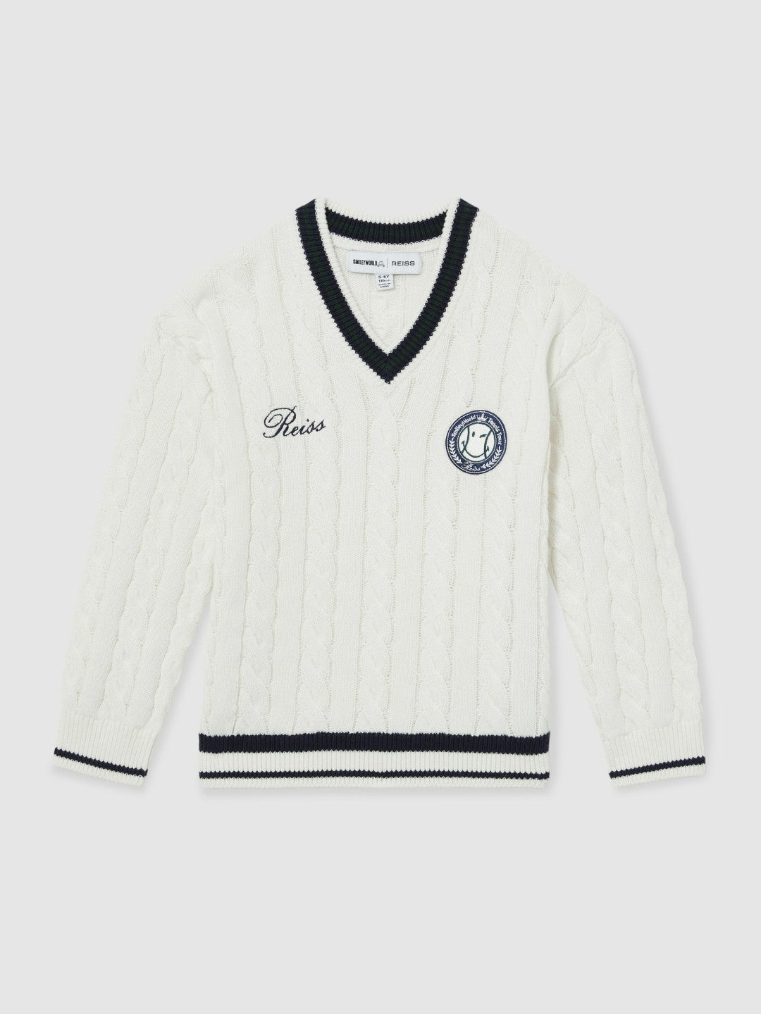 Reiss 9-13 yrs SmileyWorld Cable-Knit Jumper Unisex Fit in Off White