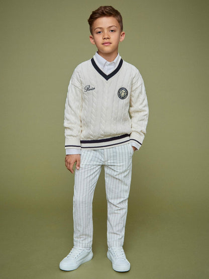 Reiss 3-9 yrs SmileyWorld Cable-Knit Jumper Unisex Fit in Off White
