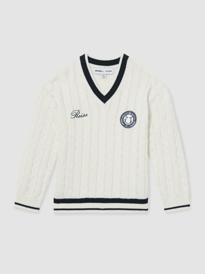 Reiss 3-9 yrs SmileyWorld Cable-Knit Jumper Unisex Fit in Off White