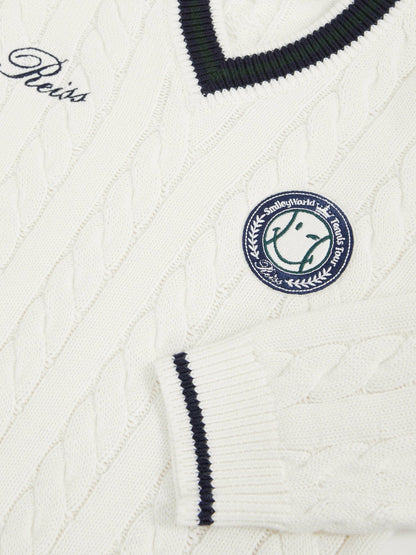 Reiss 3-9 yrs SmileyWorld Cable-Knit Jumper Unisex Fit in Off White
