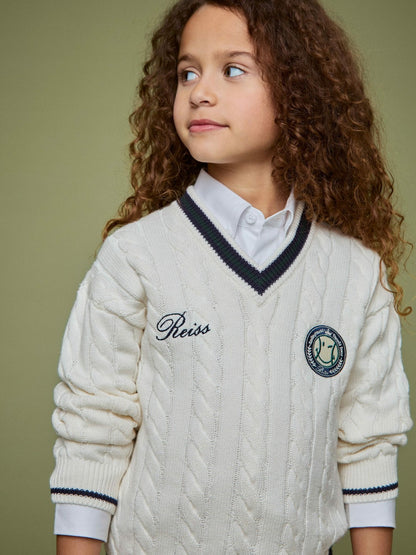 Reiss 13-14 yrs SmileyWorld Cable-Knit Jumper Unisex Fit in Off White