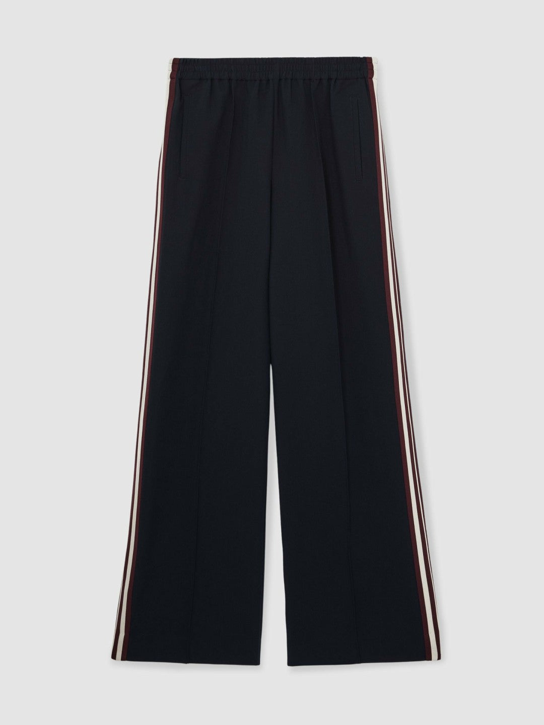 Reiss Side-Stripe Wide-Leg Trousers in Navy