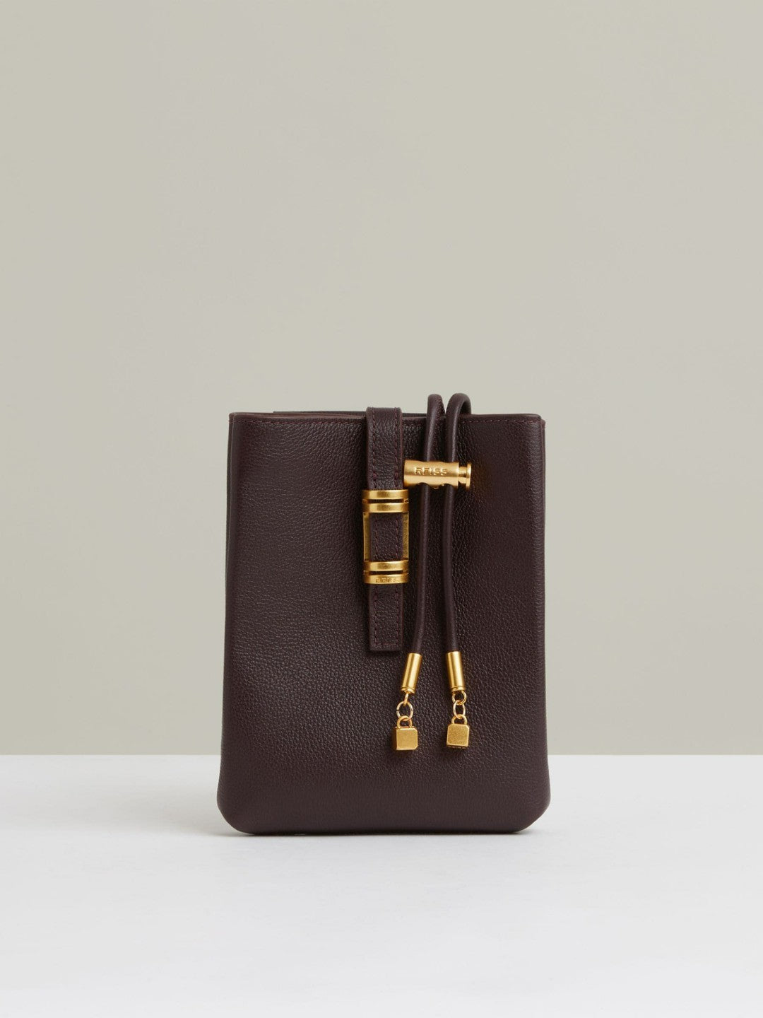 Reiss Leather Phone Holder in Oxblood