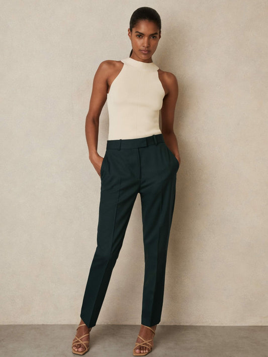 Reiss Petite Wool-Blend Slim-Fit Suit Trousers in Green