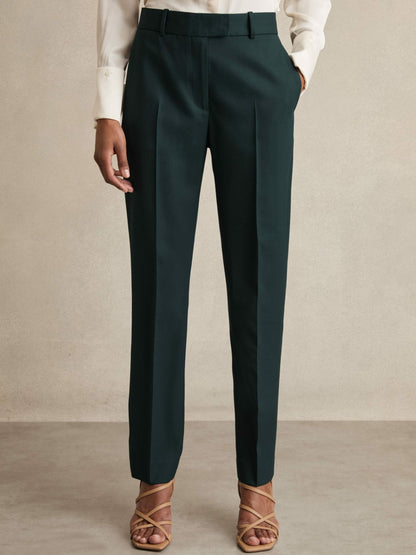 Reiss Petite Wool-Blend Slim-Fit Suit Trousers in Green