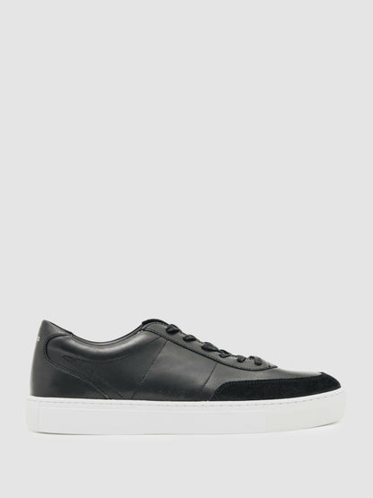 Reiss Bonded-Leather Low-Top Trainers in Black