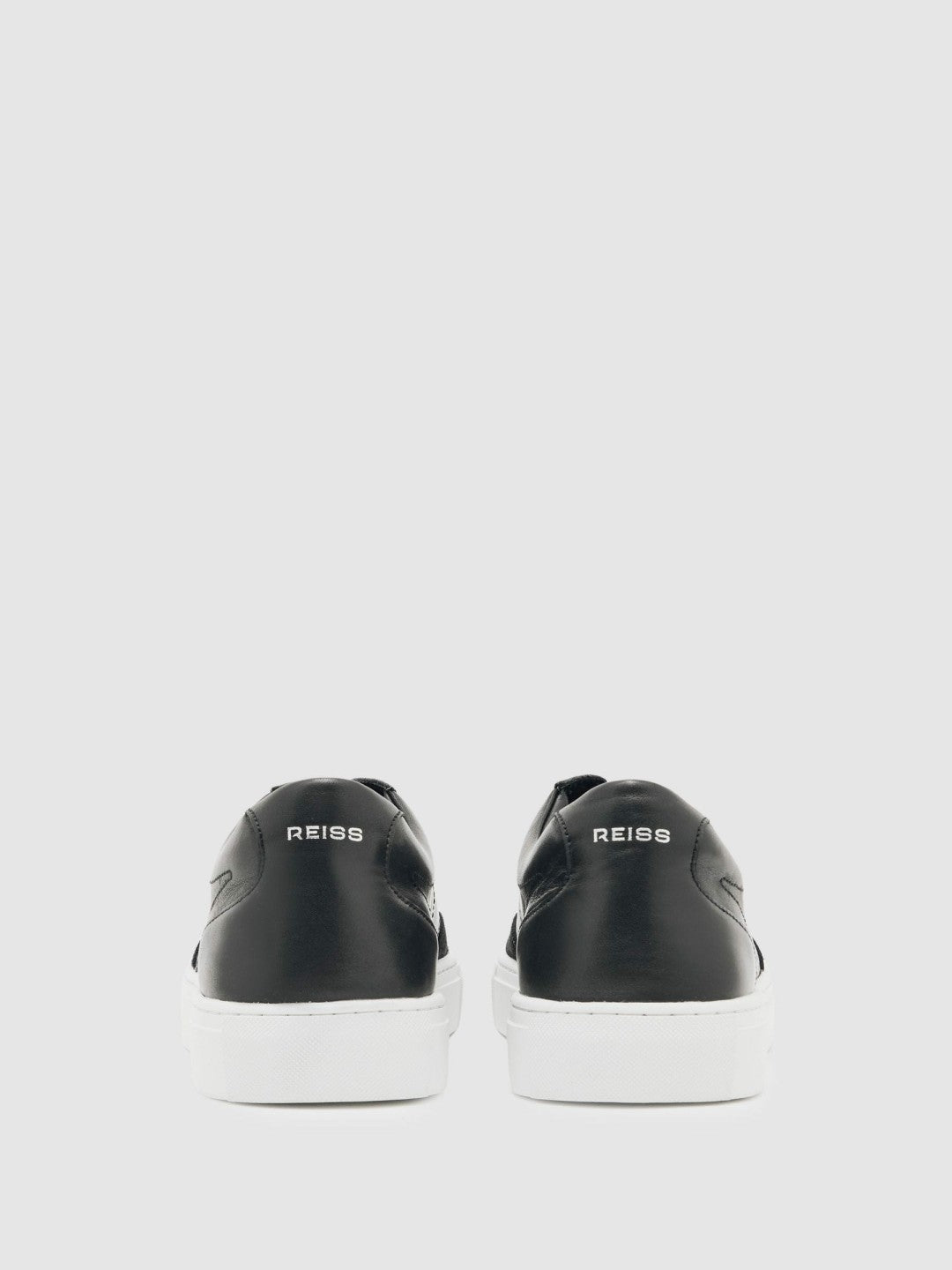 Reiss Bonded-Leather Low-Top Trainers in Black