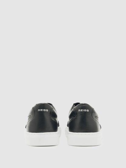 Reiss Bonded-Leather Low-Top Trainers in Black