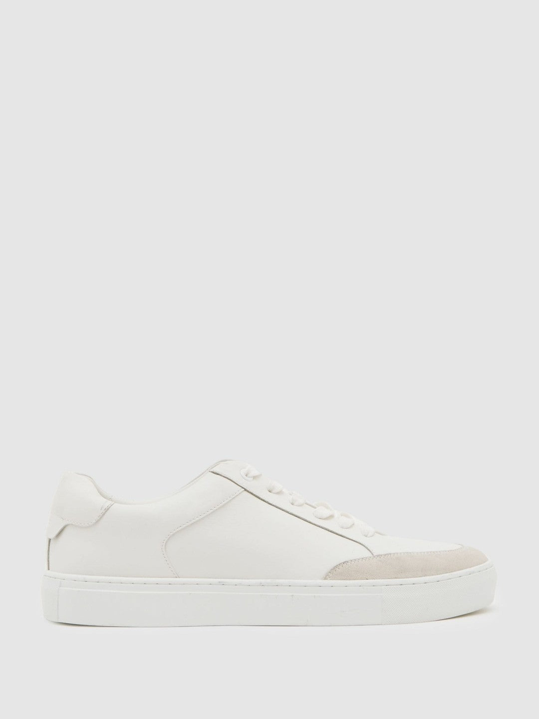 Reiss Bonded-Leather Low-Top Trainers in White