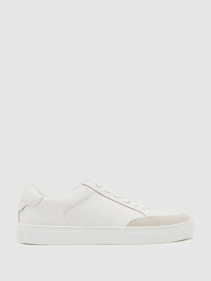 Reiss Bonded-Leather Low-Top Trainers in White