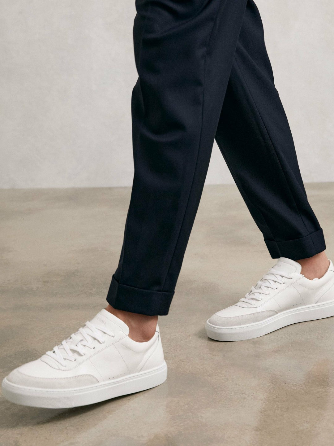 Reiss Bonded-Leather Low-Top Trainers in White