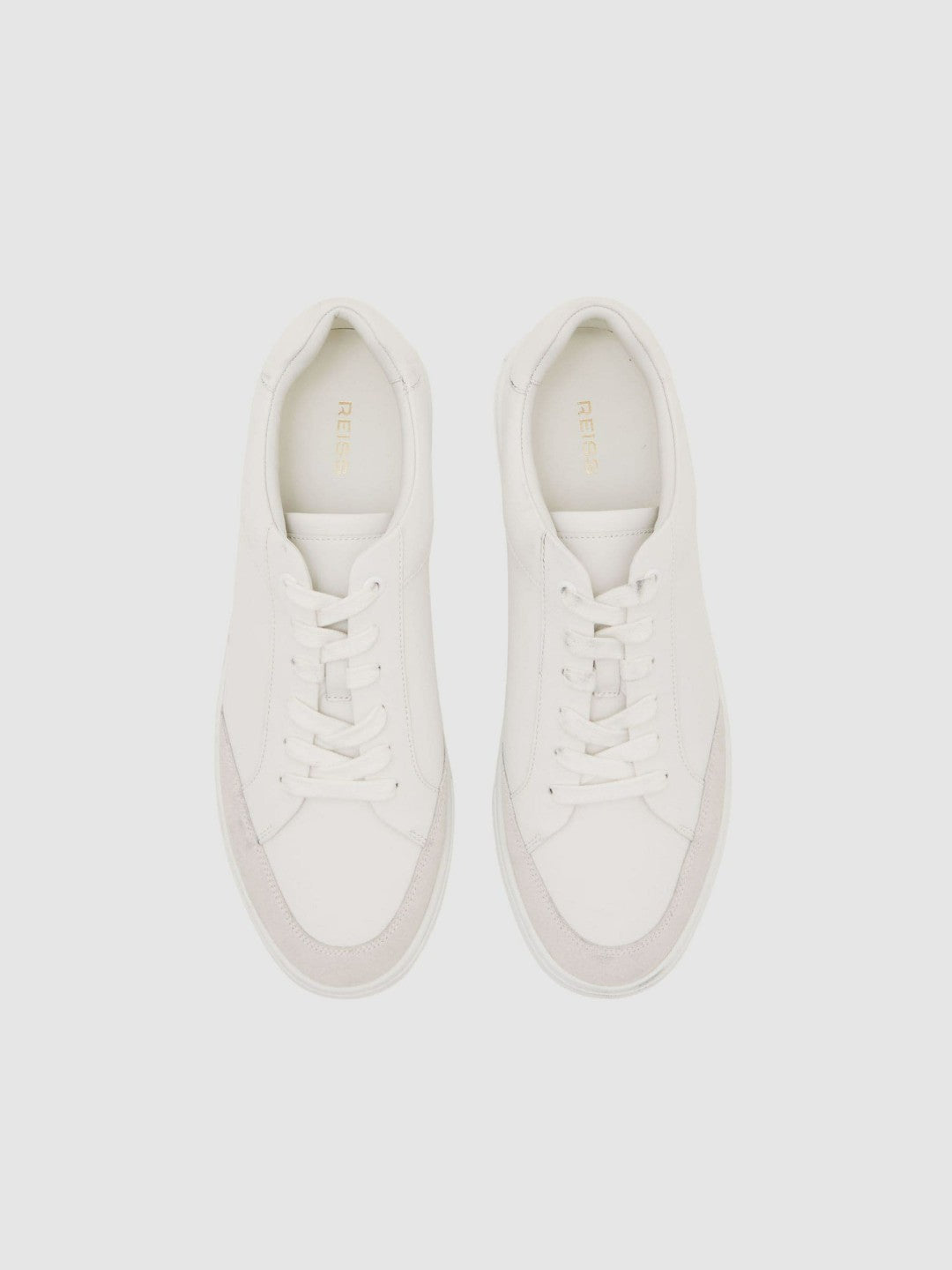 Reiss Bonded-Leather Low-Top Trainers in White