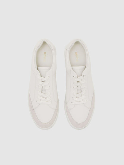 Reiss Bonded-Leather Low-Top Trainers in White