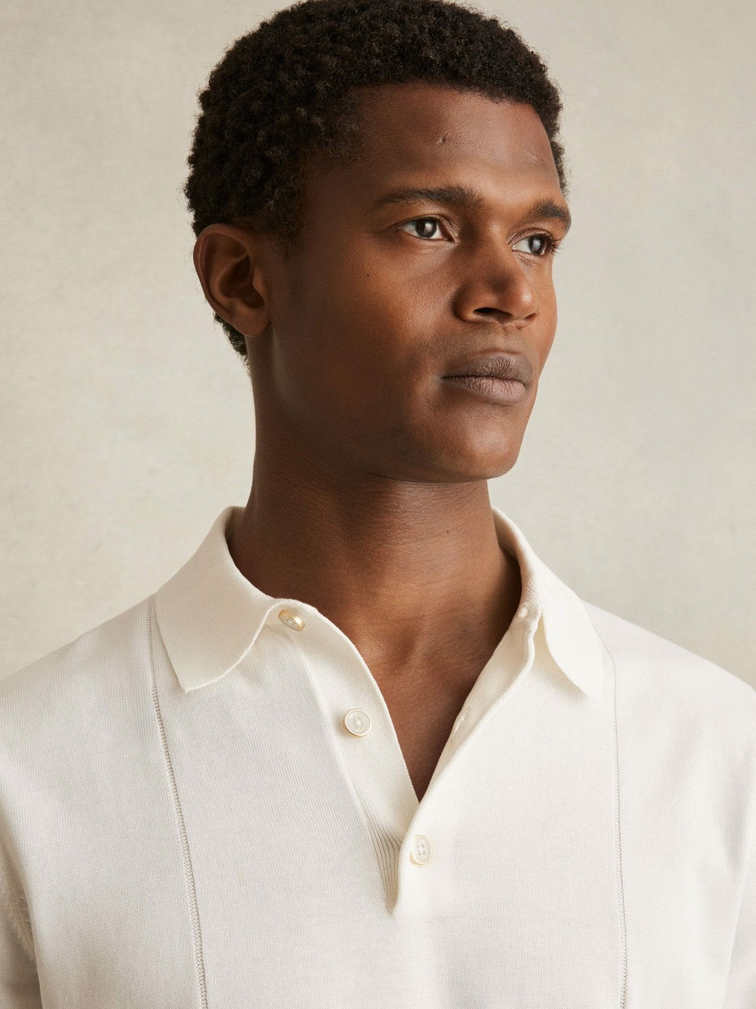 Reiss Cotton-Silk Polo Shirt in Off White