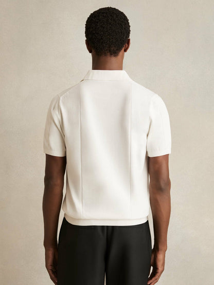 Reiss Cotton-Silk Polo Shirt in Off White
