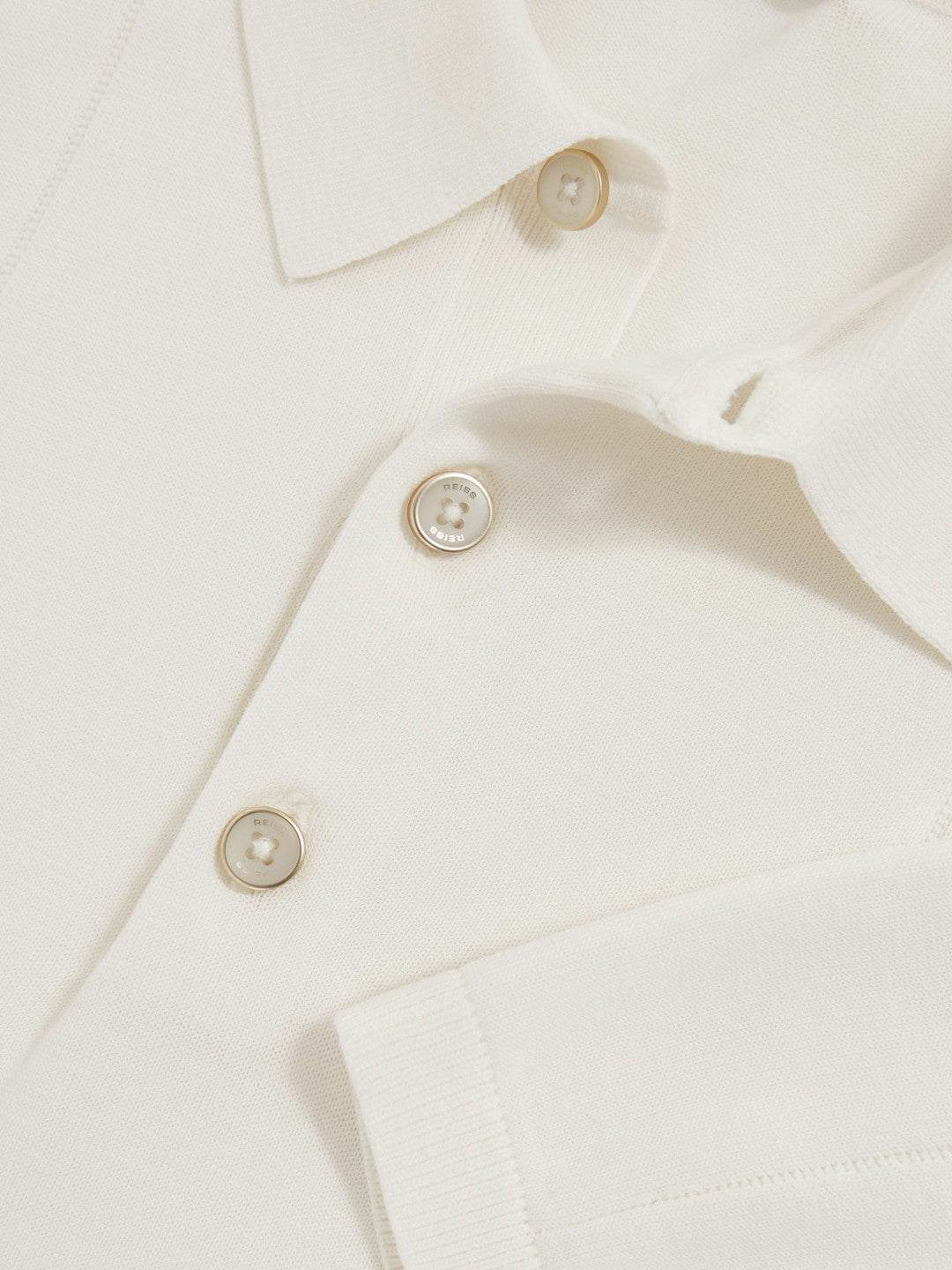 Reiss Cotton-Silk Polo Shirt in Off White