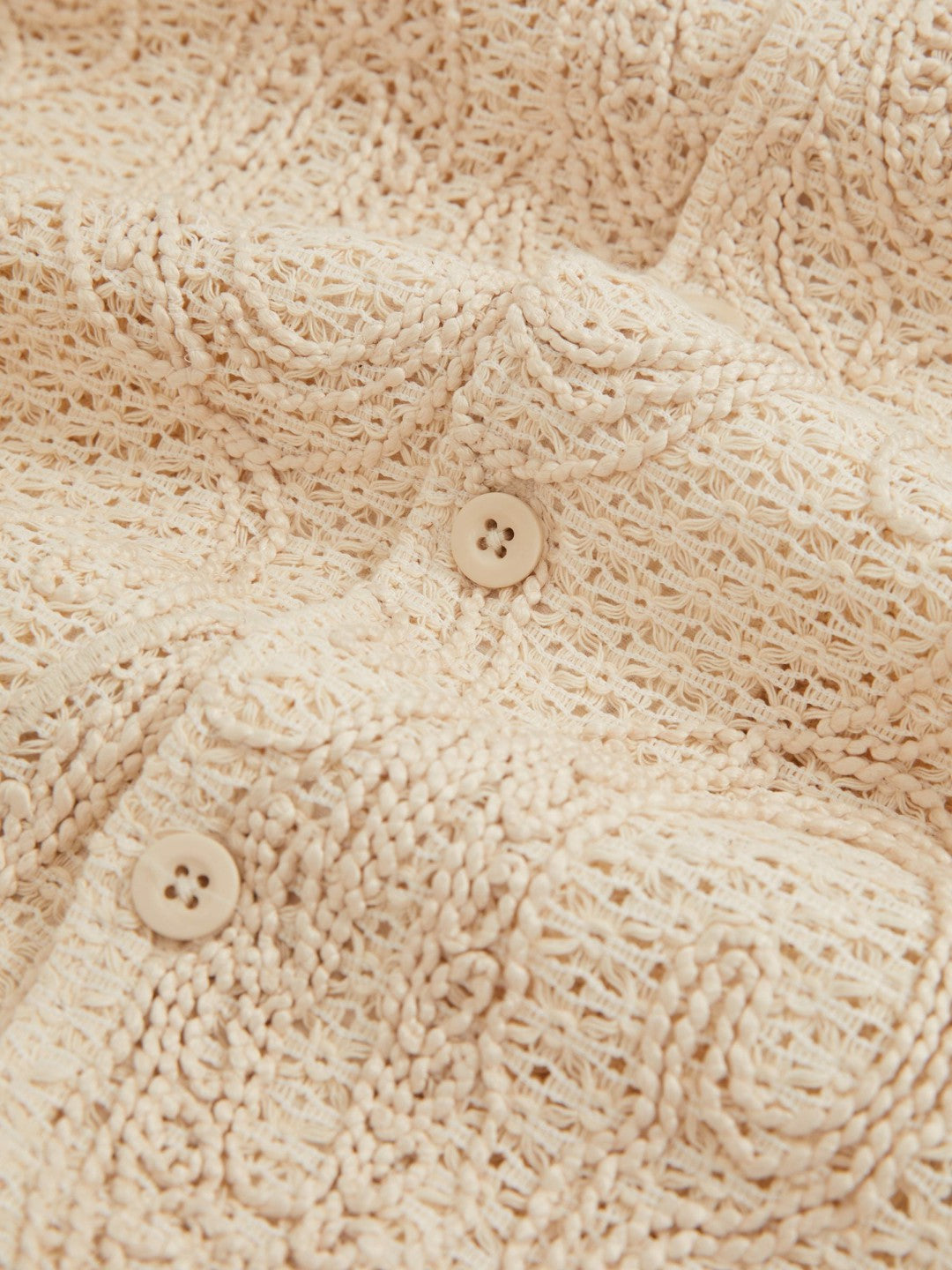 Reiss Cotton-Blend Embroidered Crochet Shirt in Oatmeal