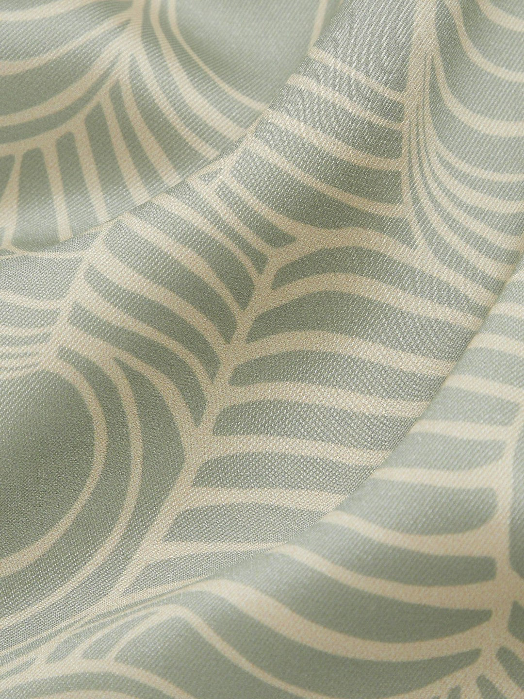 Reiss Wave Print Cuban Collar Shirt in Sage Green