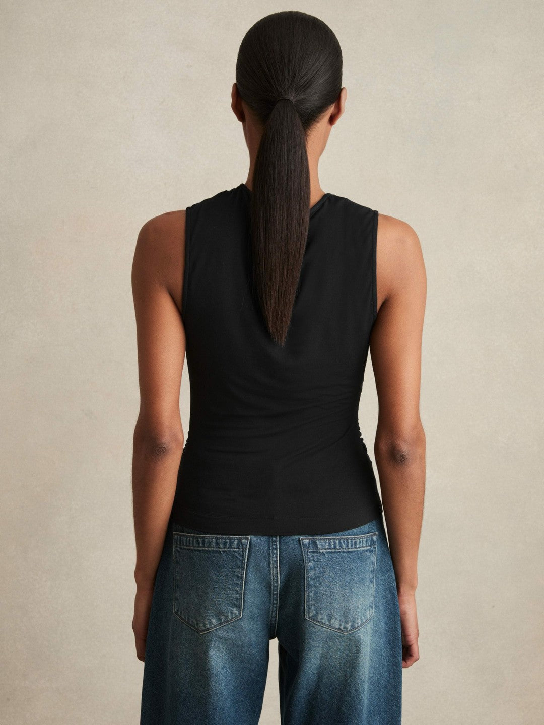Reiss Stretch-Modal Ruched Vest in Black