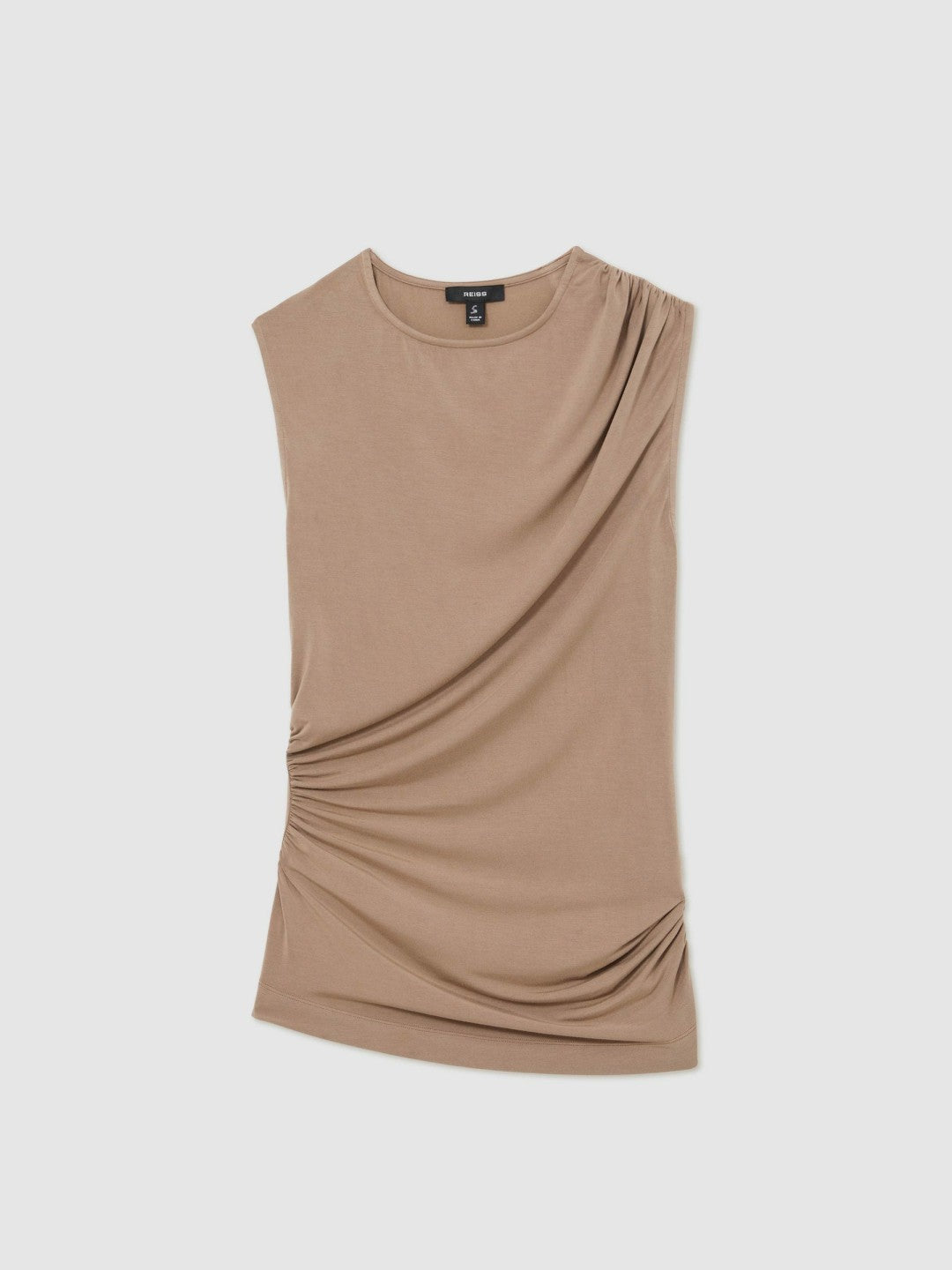 Reiss Stretch-Modal Ruched Vest in Mocha Brown