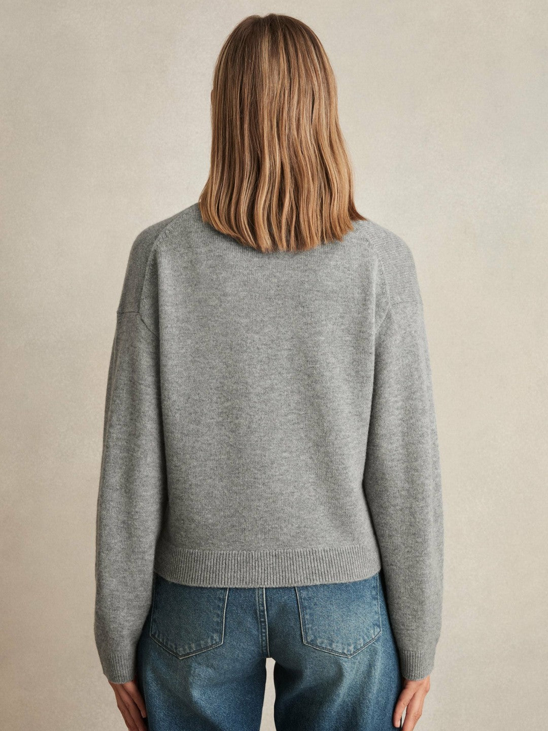 Reiss Wool-Cashmere Button Cardigan in Silver Grey