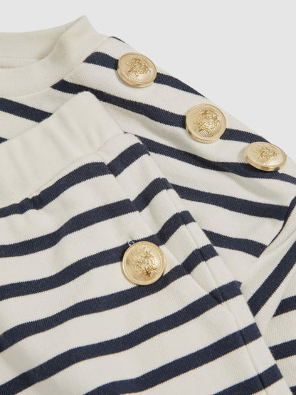 Reiss 3-9 yrs Stripe Sweatshirt and Shorts Set Cotton-Blend in Navy/Ivory