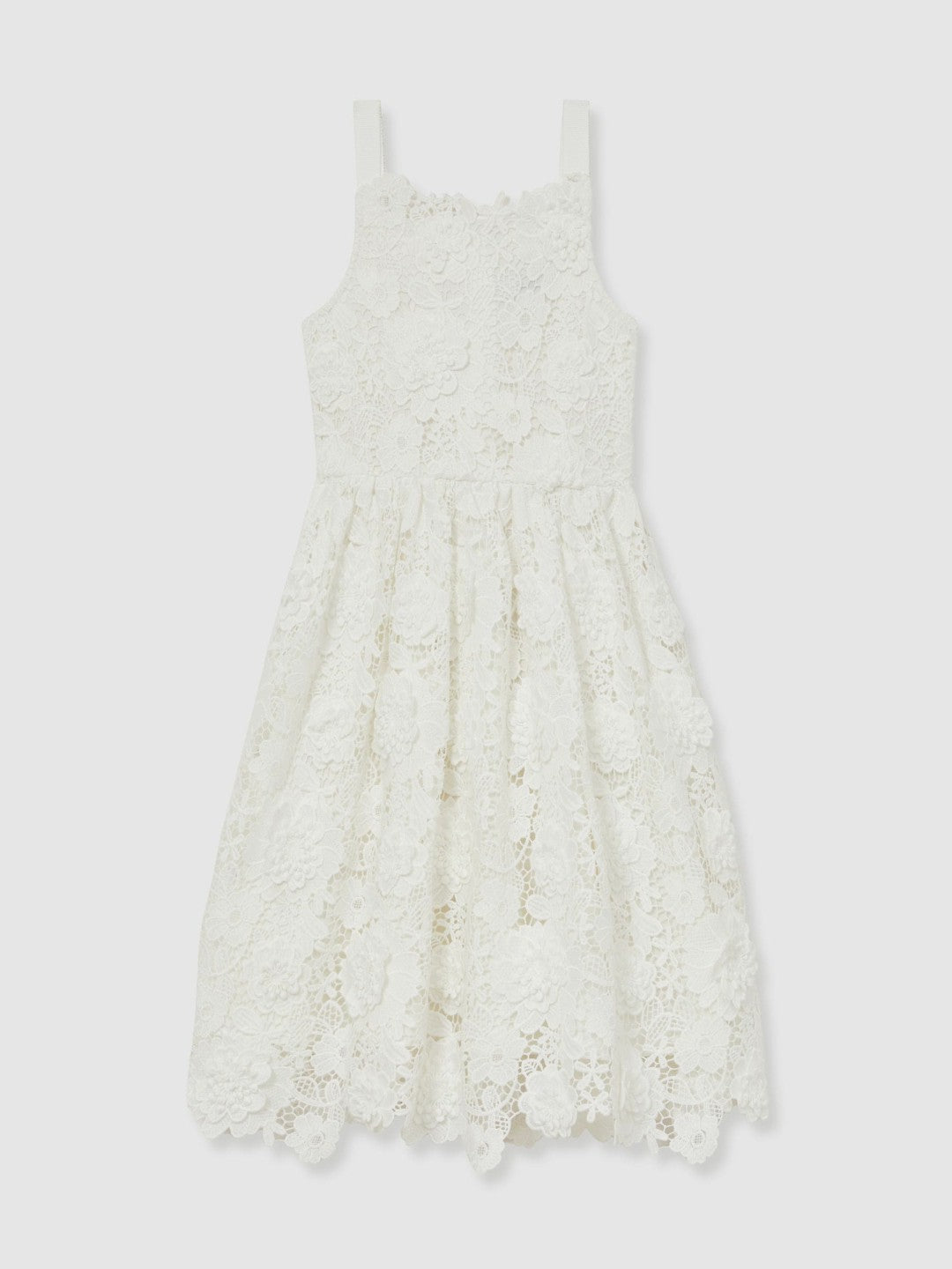 Reiss 9-13 yrs Guipure-Lace Midi Dress in Ivory