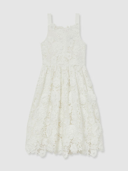 Reiss 9-13 yrs Guipure-Lace Midi Dress in Ivory
