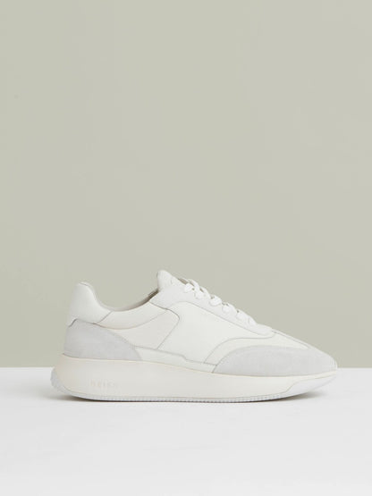 Reiss Bonded-Leather Suede Running Trainers in White