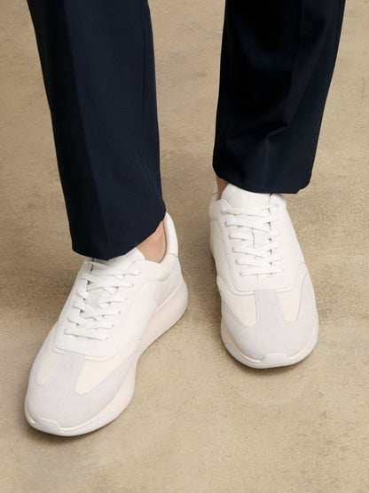Reiss Bonded-Leather Suede Running Trainers in White