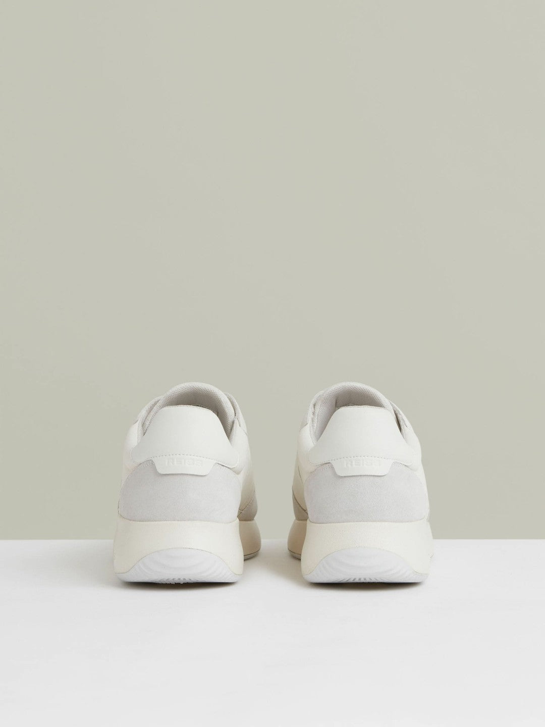 Reiss Bonded-Leather Suede Running Trainers in White