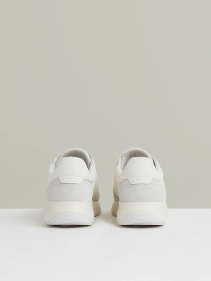 Reiss Bonded-Leather Suede Running Trainers in White
