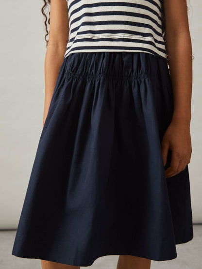 Reiss 3-9 yrs Cotton Layered Sleeveless Midi Dress in Navy