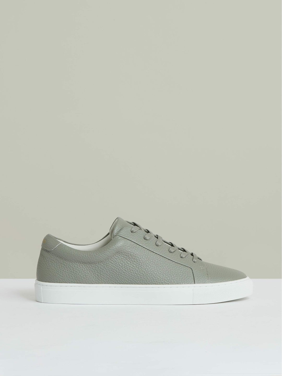 Reiss Tumbled-Leather Low-Top Trainers in Mint Green