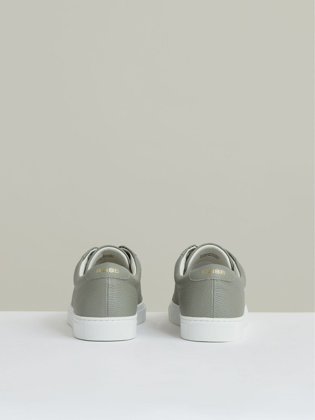 Reiss Tumbled-Leather Low-Top Trainers in Mint Green