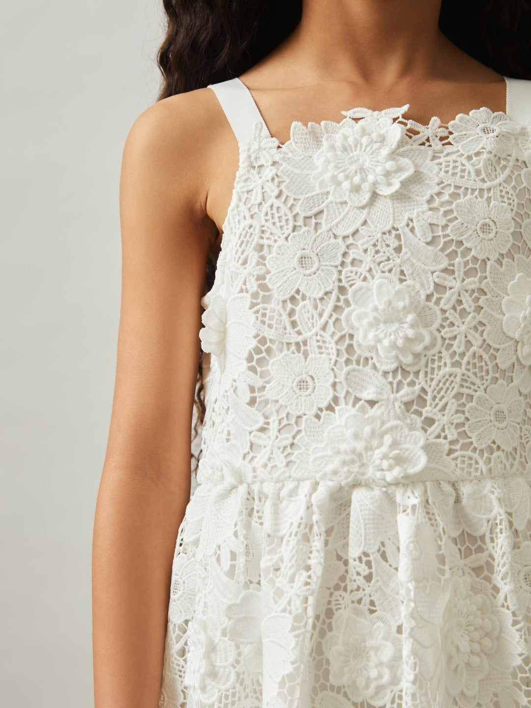 Reiss 4-9 yrs Guipure-Lace Midi Dress in Ivory